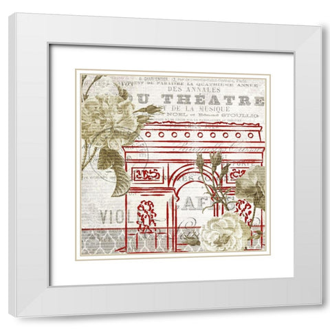 Paris Script Series 7 White Modern Wood Framed Art Print with Double Matting by Kimberly, Allen