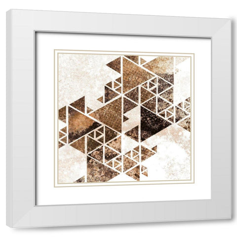 Triangles in Copper 1 White Modern Wood Framed Art Print with Double Matting by Allen, Kimberly