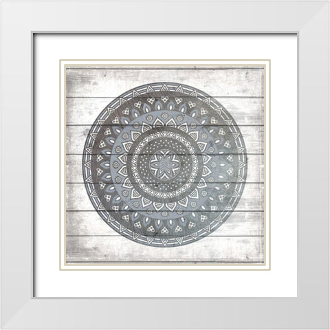 Aged Mandala 1 v2 White Modern Wood Framed Art Print with Double Matting by Kimberly, Allen