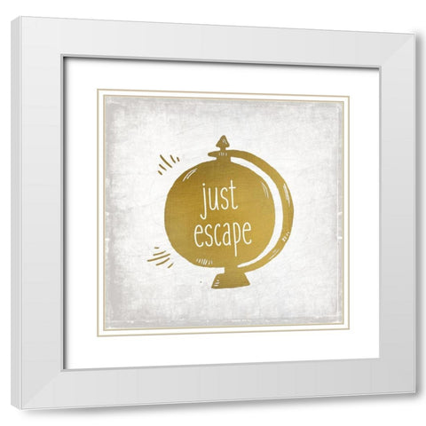 Just Escape 1 White Modern Wood Framed Art Print with Double Matting by Kimberly, Allen