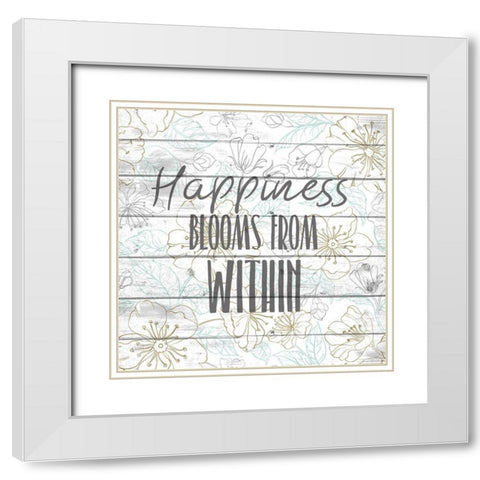 Happiness 2 White Modern Wood Framed Art Print with Double Matting by Kimberly, Allen