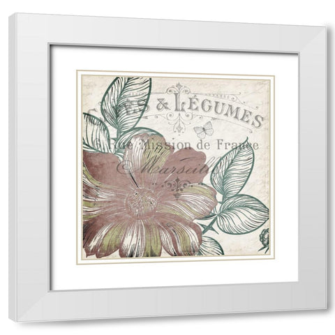 Cafe Floral 2 White Modern Wood Framed Art Print with Double Matting by Kimberly, Allen