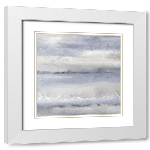 Soft Layers Of Blue 1 White Modern Wood Framed Art Print with Double Matting by Allen, Kimberly