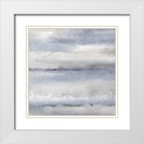 Soft Layers Of Blue 1 White Modern Wood Framed Art Print with Double Matting by Allen, Kimberly