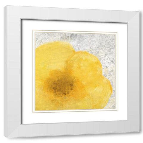 Blooming Yellow 1 White Modern Wood Framed Art Print with Double Matting by Kimberly, Allen