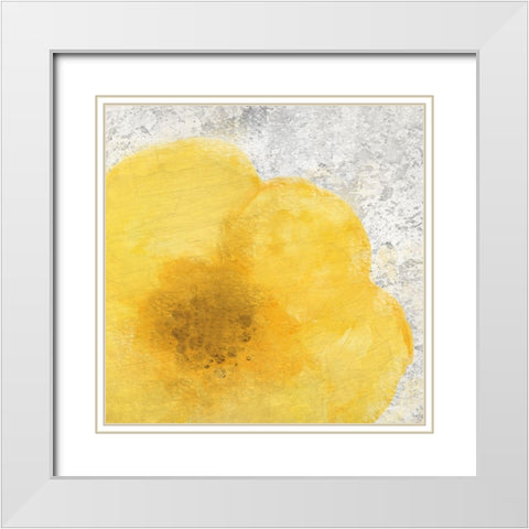 Blooming Yellow 1 White Modern Wood Framed Art Print with Double Matting by Kimberly, Allen