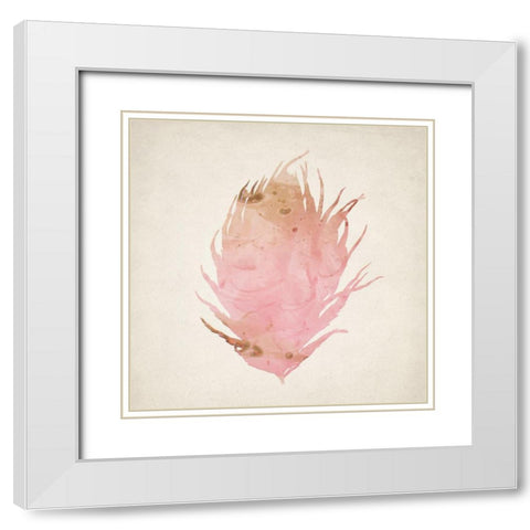 Pink Peacock 2 White Modern Wood Framed Art Print with Double Matting by Kimberly, Allen
