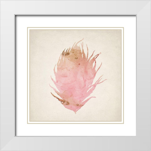 Pink Peacock 2 White Modern Wood Framed Art Print with Double Matting by Kimberly, Allen