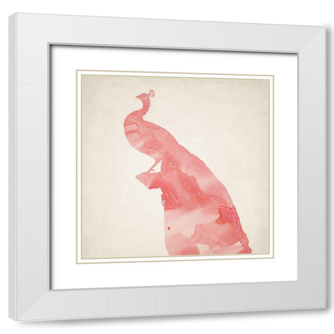 Pink Peacock 3 White Modern Wood Framed Art Print with Double Matting by Kimberly, Allen