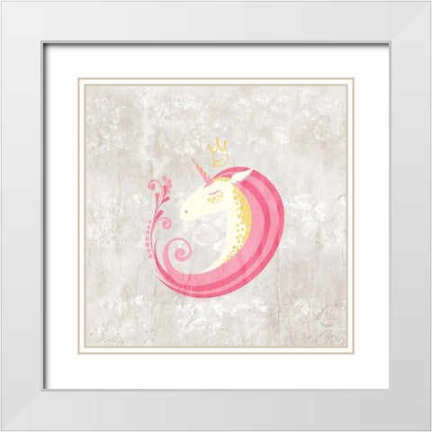 Dreaming Unicorns 2 White Modern Wood Framed Art Print with Double Matting by Kimberly, Allen