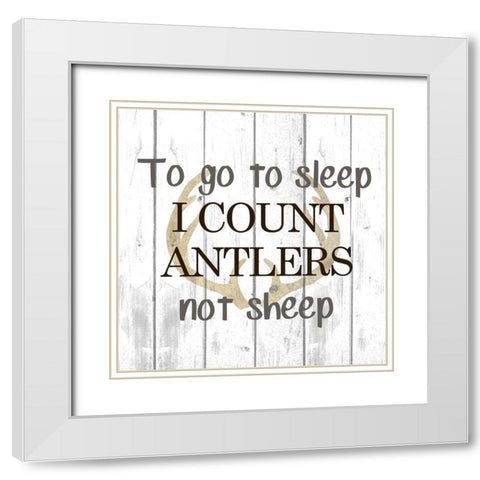 Counting Antlers 2 White Modern Wood Framed Art Print with Double Matting by Kimberly, Allen