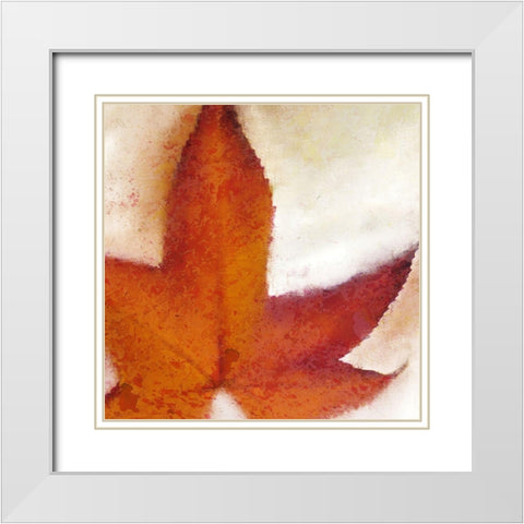 Splatter Leaves 1 White Modern Wood Framed Art Print with Double Matting by Kimberly, Allen