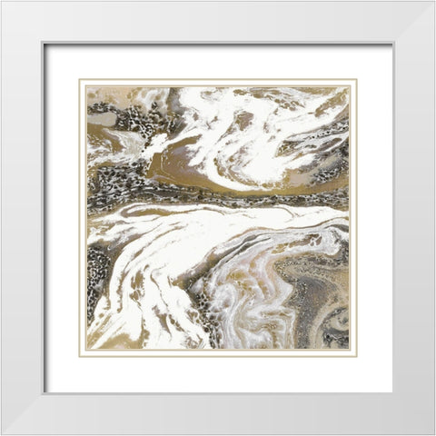 Golden Swirl 2 White Modern Wood Framed Art Print with Double Matting by Kimberly, Allen
