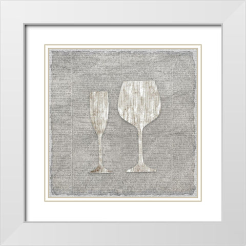 Neutral Wine 3 White Modern Wood Framed Art Print with Double Matting by Kimberly, Allen
