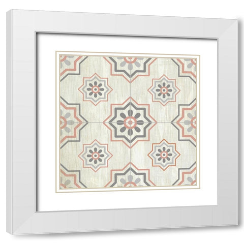 Tiled Grey 3 White Modern Wood Framed Art Print with Double Matting by Kimberly, Allen