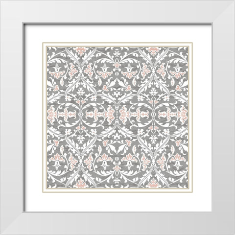 Hydrangea Paris Grey Pattern 1 White Modern Wood Framed Art Print with Double Matting by Kimberly, Allen