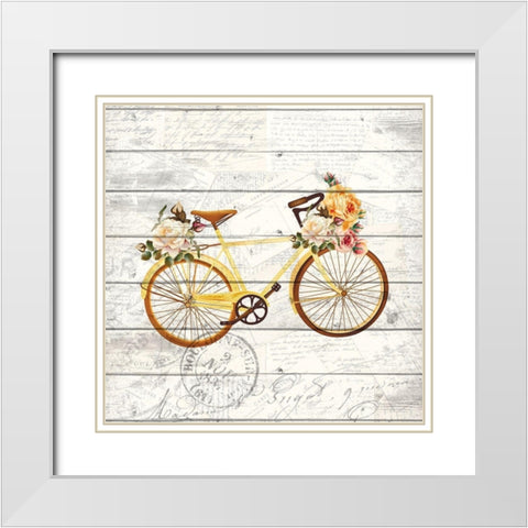 Carte Postal Bike 2 White Modern Wood Framed Art Print with Double Matting by Kimberly, Allen