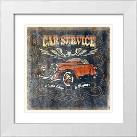 Car Service White Modern Wood Framed Art Print with Double Matting by Kimberly, Allen