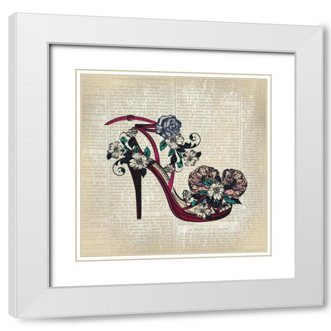 High Heel News 1 White Modern Wood Framed Art Print with Double Matting by Kimberly, Allen