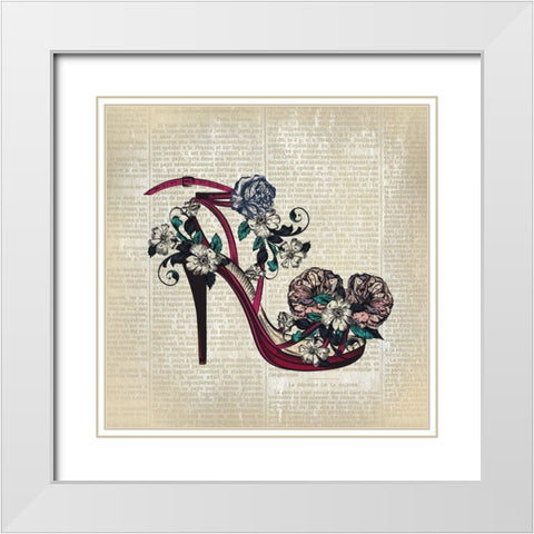 High Heel News 1 White Modern Wood Framed Art Print with Double Matting by Kimberly, Allen