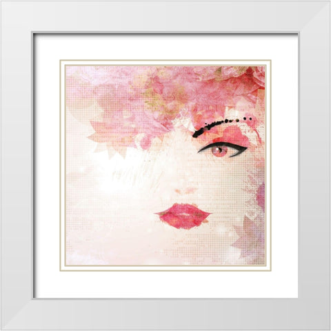 Pink Love White Modern Wood Framed Art Print with Double Matting by Kimberly, Allen