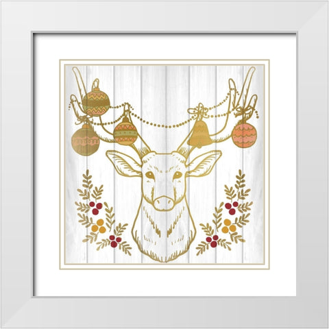 Christmas Antlers White Modern Wood Framed Art Print with Double Matting by Kimberly, Allen