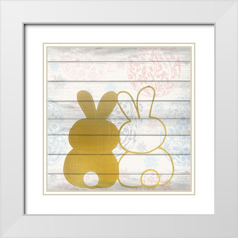 Bunny Love 1 White Modern Wood Framed Art Print with Double Matting by Kimberly, Allen
