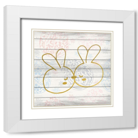 Bunny Love 2 White Modern Wood Framed Art Print with Double Matting by Kimberly, Allen