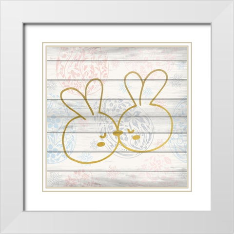 Bunny Love 2 White Modern Wood Framed Art Print with Double Matting by Kimberly, Allen