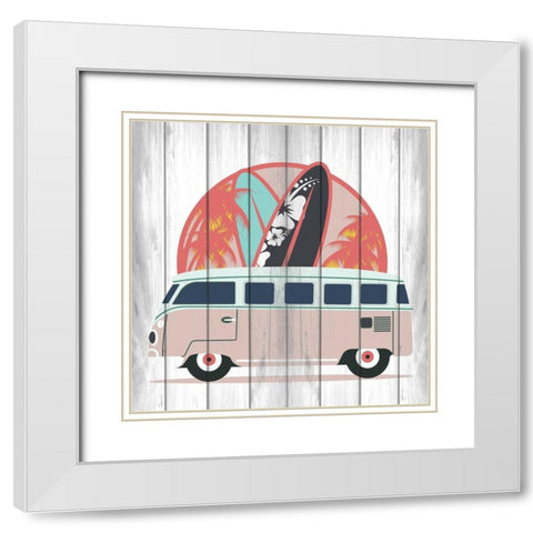 California Surf 1 White Modern Wood Framed Art Print with Double Matting by Kimberly, Allen