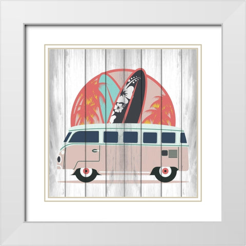 California Surf 1 White Modern Wood Framed Art Print with Double Matting by Kimberly, Allen