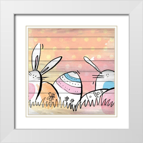 Searching for Eggs 1 White Modern Wood Framed Art Print with Double Matting by Kimberly, Allen