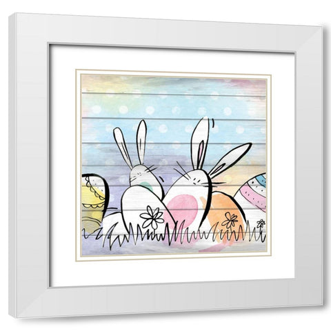 Searching for Eggs 2 White Modern Wood Framed Art Print with Double Matting by Kimberly, Allen