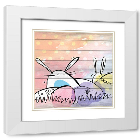 Searching for Eggs 3 White Modern Wood Framed Art Print with Double Matting by Kimberly, Allen