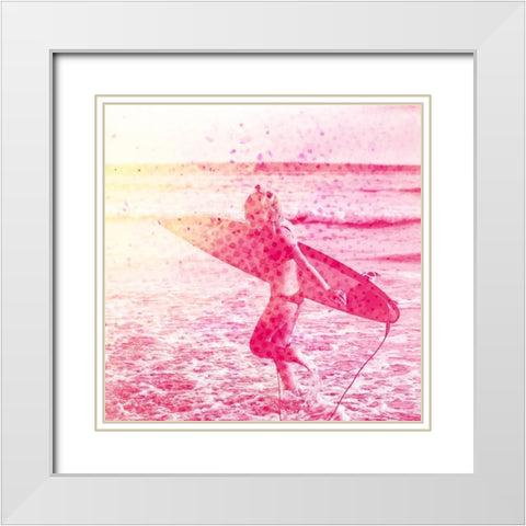 Surfer Girl 1 White Modern Wood Framed Art Print with Double Matting by Kimberly, Allen