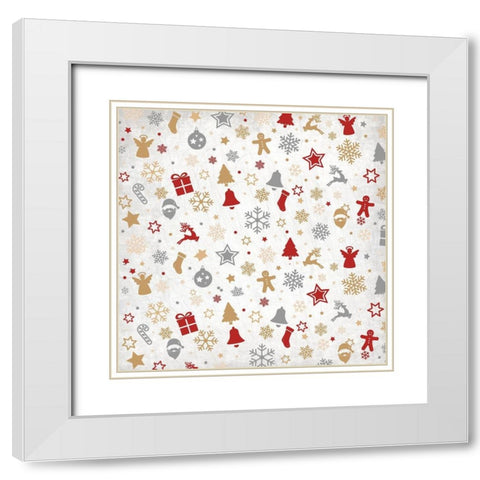 Christmas Jingle Pattern White Modern Wood Framed Art Print with Double Matting by Kimberly, Allen