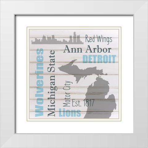 Michigan White Modern Wood Framed Art Print with Double Matting by Kimberly, Allen