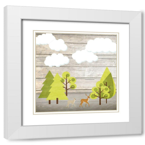 AInto the Woods White Modern Wood Framed Art Print with Double Matting by Kimberly, Allen
