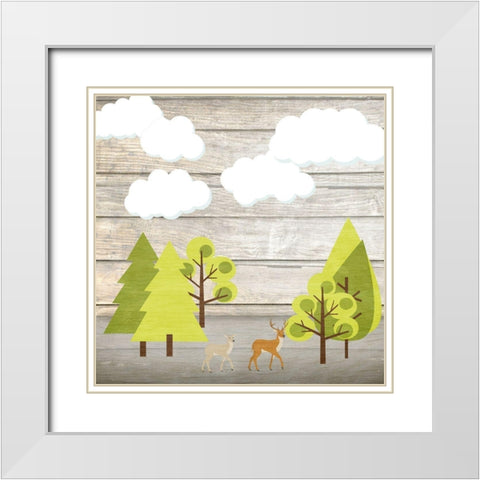 AInto the Woods White Modern Wood Framed Art Print with Double Matting by Kimberly, Allen