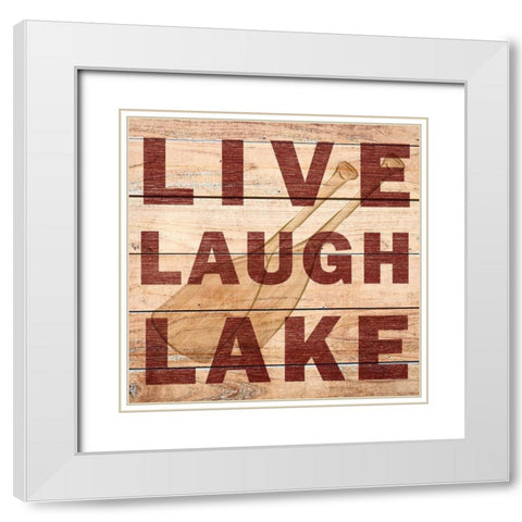 Live Laugh Lake White Modern Wood Framed Art Print with Double Matting by Kimberly, Allen