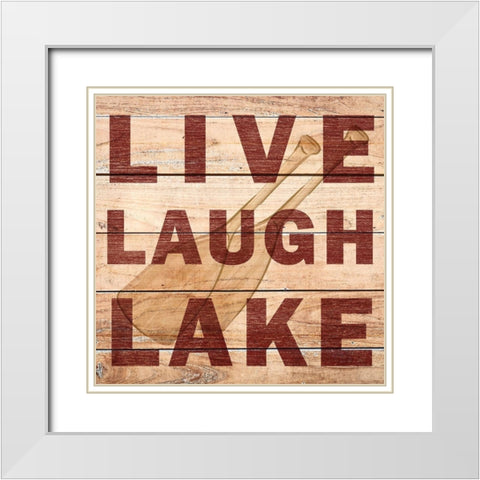 Live Laugh Lake White Modern Wood Framed Art Print with Double Matting by Kimberly, Allen