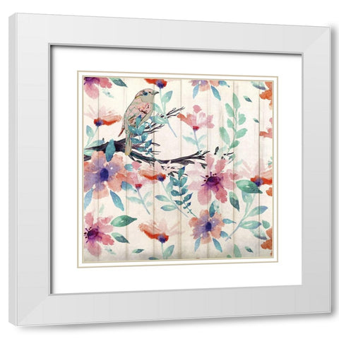 On the Branch 2 White Modern Wood Framed Art Print with Double Matting by Kimberly, Allen