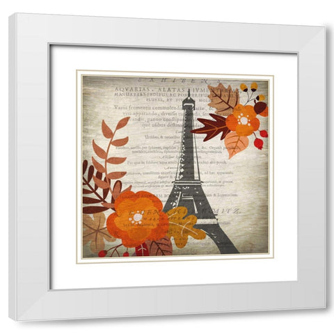 Paris in the Fall 1 White Modern Wood Framed Art Print with Double Matting by Kimberly, Allen