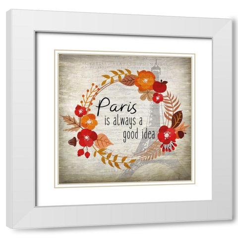 Paris in the Fall 2 White Modern Wood Framed Art Print with Double Matting by Kimberly, Allen