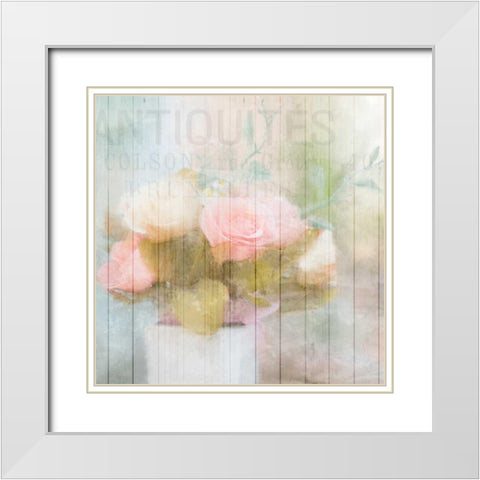 Antique Peonies White Modern Wood Framed Art Print with Double Matting by Allen, Kimberly