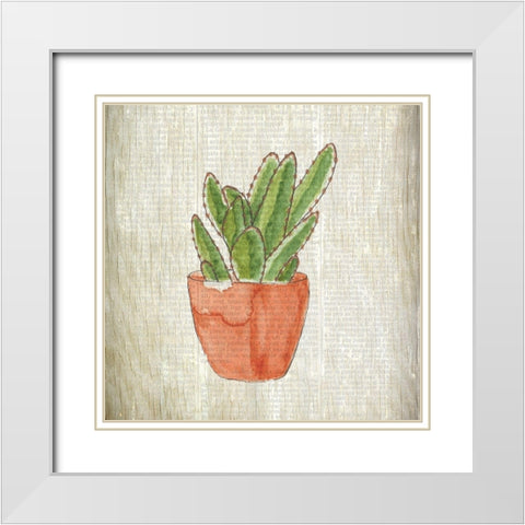 Spring Cactus 1 White Modern Wood Framed Art Print with Double Matting by Kimberly, Allen