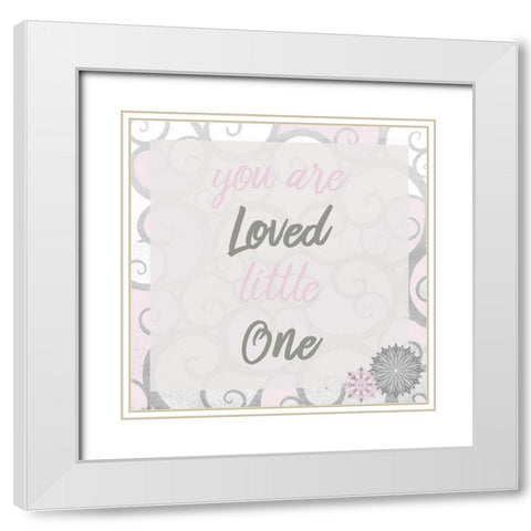 You Are Loved Pink White Modern Wood Framed Art Print with Double Matting by Kimberly, Allen