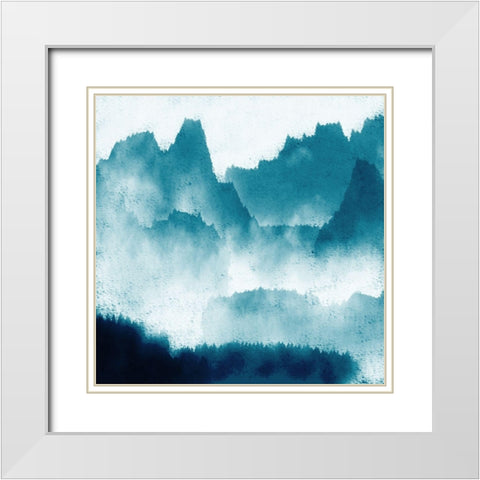 Mountain Mist Teal 1 White Modern Wood Framed Art Print with Double Matting by Allen, Kimberly