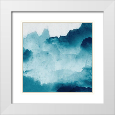 Mountain Mist Teal 2 White Modern Wood Framed Art Print with Double Matting by Allen, Kimberly