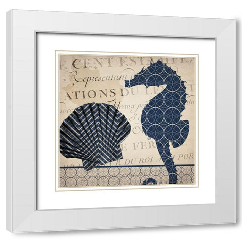 Under the Sea Navy 1 White Modern Wood Framed Art Print with Double Matting by Kimberly, Allen